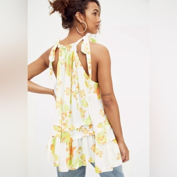 Free People Fleur Printed Tunic Mini Dress in Retro Combo Sz. Small - Picture 3 of 13